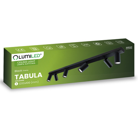 Lampa Sufitowa Plafon SPOT TUBA Reflektor Oprawa Halogenowa Skośna 6x GU10 TABULA LUMILED