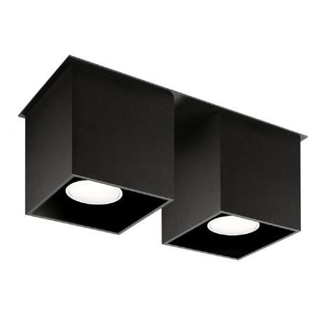 Lampa Sufitowa Oprawa Natynkowa 2x GU10 Kwadratowa Czarna Nowoczesna Quad Sollux