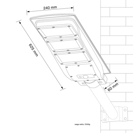Naświetlacz LED 200-1000lm 6000K IP65 10W Solarny Czarny z Czujnikiem Ruchu i Zmierzchu + Pilot STREET-9 GOLDLUX