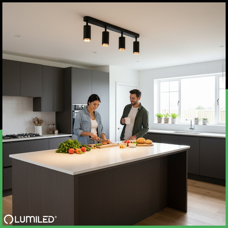 Lampa Sufitowa Reflektor LED 4x GU10 Tuba Spot ELIGIS Czarny LUMILED