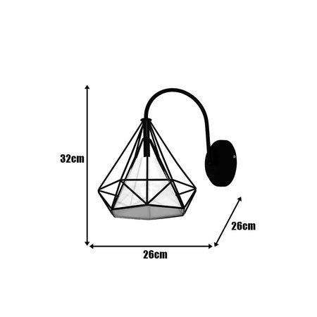 Kinkiet Lampa ścienna TRIANGOLO 1x E27 Czarno-biała Metal + tkanina Milagro