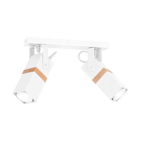 Lampa sufitowa w stylu skandynawskim loft biała MiLAGRO VIDAR 2x GU10 Metal + drewno