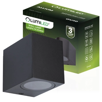 Kinkiet Ogrodowy Elewacyjny Lampa Zewnętrzna GU10 ALLIUM Czarna Kwadrat LUMILED