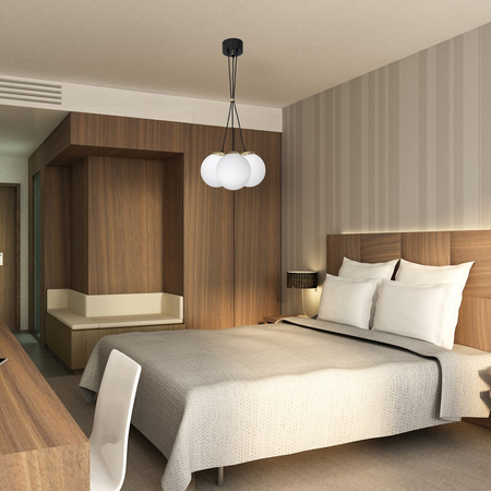 Lampa wisząca SPARTA 3xE14 Biała Kula Złote Elementy Milagro MLP6499 Metal + Szkło