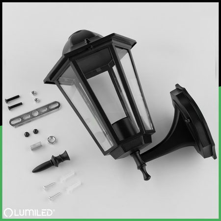 Kinkiet Ogrodowy Elewacyjny Zewnętrzny E27 LATARNIA do GÓRY Czarna BELLIS LUMILED