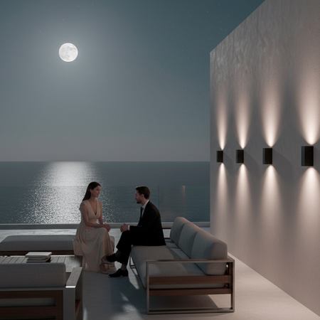 Kinkiet Ogrodowy Elewacyjny Lampa Zewnętrzna 2xGU10 ALLIUM Czarna Kwadrat LUMILED