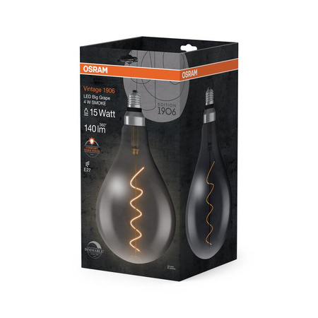 Żarówka LED Dekoracyjna A160 E27 4W = 15W 140lm 1800K Ciepła 340° Dymiona Ściemnialna Vintage 1906 Osram