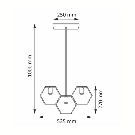 Lampa wisząca sufitowa retro loft 3x E27 czarny + złoty Honey GOLDLUX (Polux)
