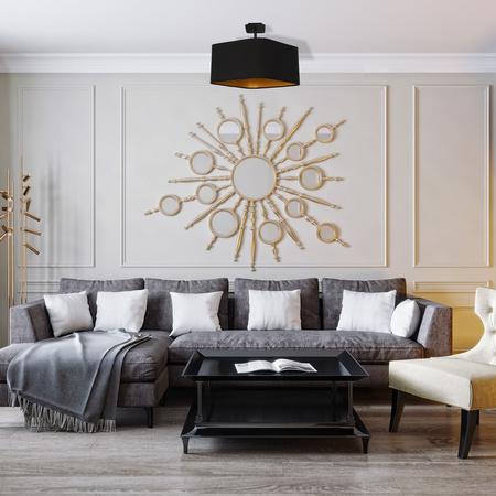 Lampa Sufitowa NAPOLI 1xE27 Czarno-Złota Abażur Milagro