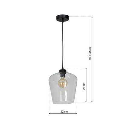 Lampa wisząca SANTIAGO 1xE27 Klosz Transparentne Szkło MLP6605 Metal + Szkło