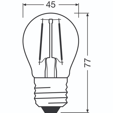 Żarówka LED P45 Kulka E27 2.8W = 25W 250lm 2700K Ciepła 320° Ściemnialna Retrofit Filament CLASSIC Osram
