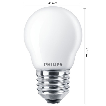 Żarówka LED Kulka E27 P45 6.5W = 60W 806lm 2700K Ciepła Filament Mleczna PHILIPS