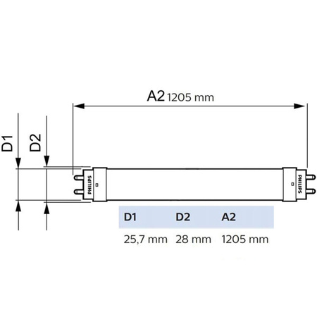 Świetlówka LED G13 T8 15,5W 1800lm 6500K Zimna 240° 120cm PHILIPS CorePro