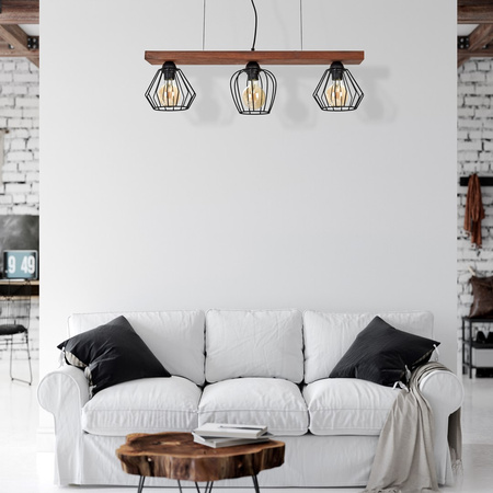 Lampa wisząca OZZY 3xE27 Różne Geometryczne Kształty Loft MLP6252 Milagro Metal + Drewno