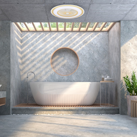 Plafon LED Lampa Sufitowa Natynkowa LED ZONDA Złoty 48W z wentylatorem Milagro