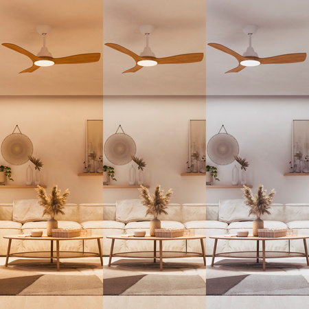 Wentylator Sufitowy 28W Lampa Sufitowa LED 24W 2650lm 3000/4300/6500K CCT Biała Brązowa + Pilot Olas Philips