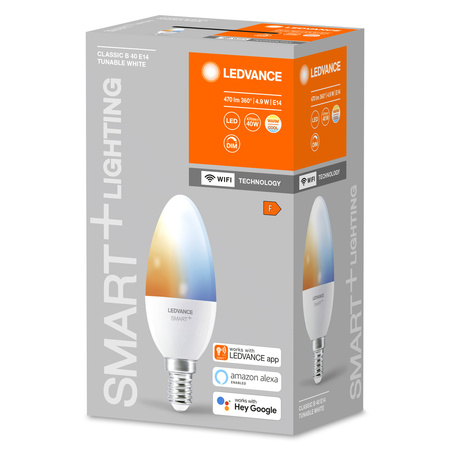 Żarówka LED E14 Świeczka 4.9W = 40W 470lm CCT Ściemnialna SMART+ WiFi Candle Ledvance
