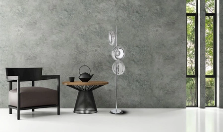 Lampa stojąca podłogowa MERCURIO chrom okręgi 36W LED IP20 Metal styl nowoczesny Milagro