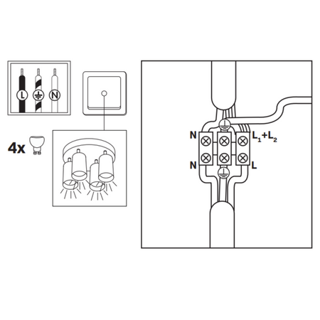 Reflektor Punktowy Regulowany 4x GU10 Czarna IP44 TURYN Sanico Goldlux