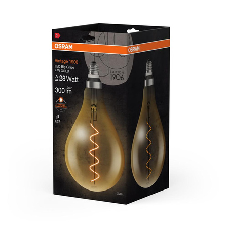 Żarówka LED Dekoracyjna A160 E27 4W = 28W 300lm 2000K Ciepła 300° Vintage 1906 Osram
