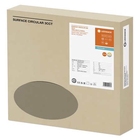Plafon LED Lampa Sufitowa 18W 1440lm 3000K - 4000K - 5000 K CCT Natynkowa Biały 35cm Surface Ledvance
