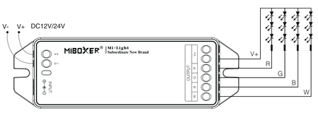 Kontroler Sterownik taśm LED RGB+W 12/24V 12A Mi-Light Wi-Fi FUT038M