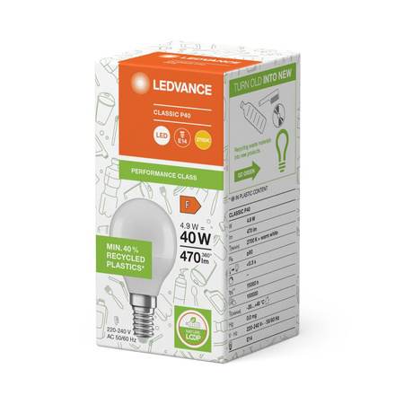 Żarówka LED E14 P45 4.9W = 40W 470lm 2700K Ciepła 200° Ledvance