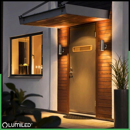 Kinkiet Ogrodowy Lampa Ścienna Elewacyjna góra dół LED GU10 IP44 ZINNIA INOX LUMILED