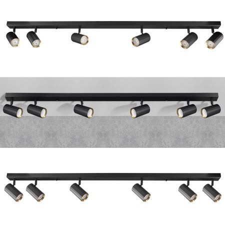 Oprawa Ścienno-Sufitowa Reflektor Punktowy 6x GU10 Czarna Złota NICEA Sanico Goldlux