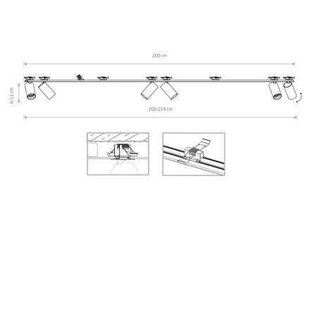 Lampa Sufitowa Oprawa Podtynkowa Reflektor Punktowa 6x GU10 Czarna Nowoczesna MONO SURFACE 7837 Nowodvorski