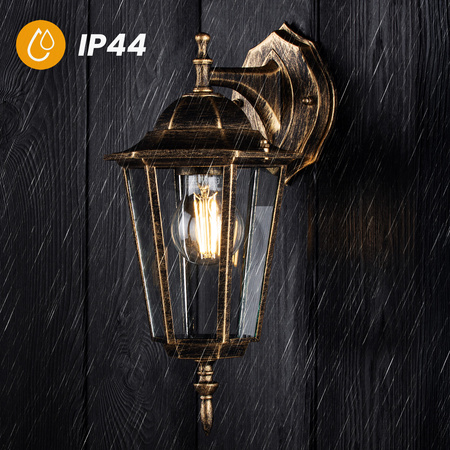 Kinkiet Ogrodowy Elewacyjny Zewnętrzny E27 LATARNIA do DOŁU Patyna BELLIS LUMILED