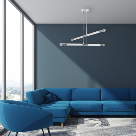 Lampa wisząca BASTONE 4xE14 Prosta Forma Minimalistyczna Biała Chrom MLP6567 Milagro Metal