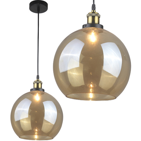 Lampa wisząca sufitowa IRWIN KULA z bursztynowym kloszem 1x E27 GOLDLUX (Polux)