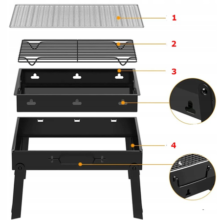 Grill Węglowy Turystyczny Składany Walizka Przenośny