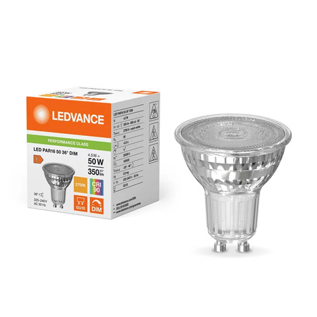 Żarówka LED GU10 4,5W = 50W 350lm 2700K Ciepła 36° Ściemnialna LEDVANCE 