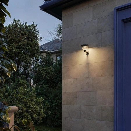 Kinkiet Ogrodowy Lampa Zewnętrzna Elewacyjna Solarny 3.8W 400lm 2700K Ciepła IP44 Czarna z Czujnikiem Ruchu Kyna Philips