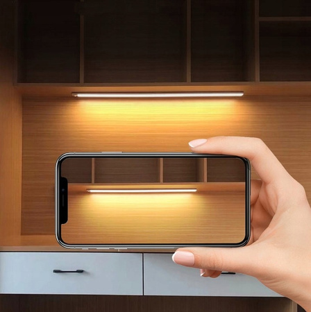 Lampka Podszafkowa LED Listwa Meblowa 2W 4500K 30cm z Czujnikiem Ruchu Srebrna