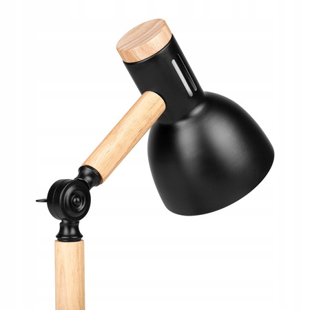 Lampka Biurkowa Stołowa Regulowana E27 Szkolna Nocna Włącznik On/Off Czarna Brązowa Woody Masterled