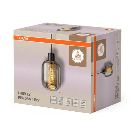 Lampa Sufitowa Wisząca Dekoracyjna Zwis E27 Czarna Decor Firefly Osram