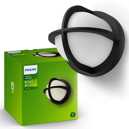 Lampa Ogrodowa LED Kinkiet Elewacyjny ASTILBE myGarden E27 IP44 Okrągła Czarno-Biała PHILIPS