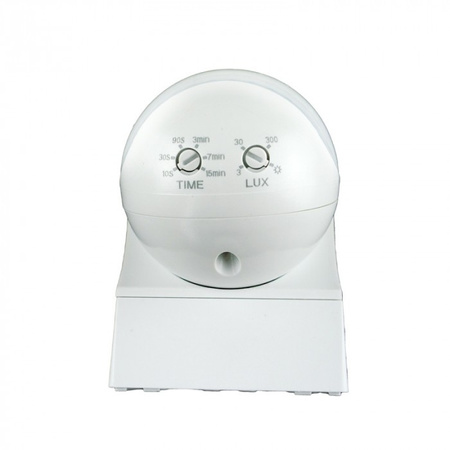 Czujnik Ruchu i Zmierzchu PIR IP44 Natynkowy Biały 12m 180° CP Ecolight