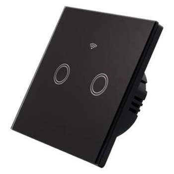 Włącznik szklany DOTYKOWY Wi-Fi LED czarny podwójny