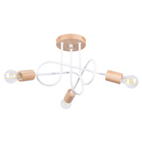 Lampa Sufitowa Oprawa Natynkowa Wisząca Zwis 3x E27 Żyrandol Nieregularna Naturalne Drewno Minimalistyczna Ember Sollux