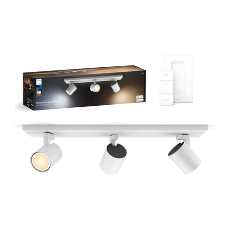 Lampa sufitowa Reflektor LED Spot Runner Biały 3x 4,2W CCT PHILIPS HUE Bluetooth Zigbee + Przełącznik Dimmer Switch