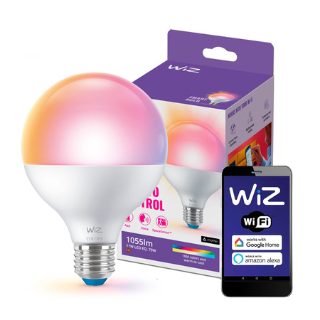 Żarówka LED E27 G95 11W = 75W 2200-6500K + RGB SMART WiFi WiZ