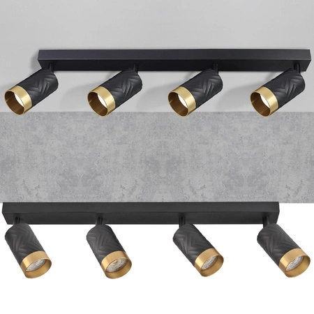 Oprawa Ścienno-Sufitowa Reflektor Punktowy 4x GU10 Czarna Złota ARRAS Sanico Goldlux