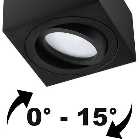 Oprawa Natynkowa HALOGENOWA Spot Tuba Ruchoma GU10 Kwadratowa Czarna 84mm AMAT-M LUMILED