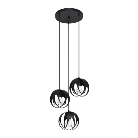 Lampa Sufitowa Wisząca Zwis 3x E27 Kulista Czarna Nowoczesna Tulos Sollux