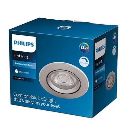 Oprawa Podtynkowa Halogenowa LED SPARKLE 5W 2700K Ściemnialna Okrągła Satyna PHILIPS