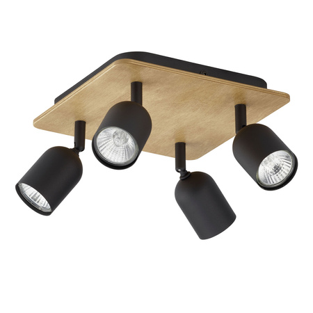 Lampa Sufitowa TOP WOOD Spot Czarna Drewniana Klasyczna 4xGU10 3293 TK Lighting